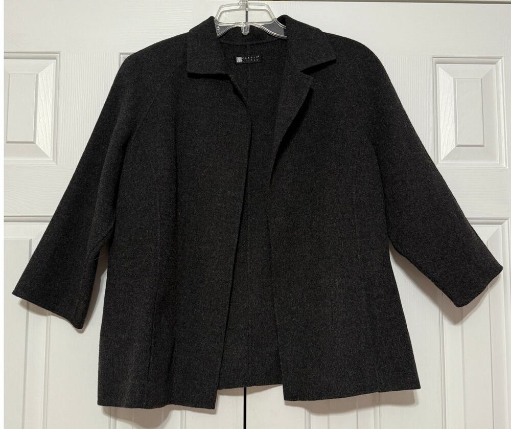 Carole Little Charcoal Gray Wool Jacket, Size XL